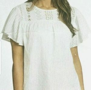 Ella Moss Women's Eyelet Ruffle Sleeves Keyhole